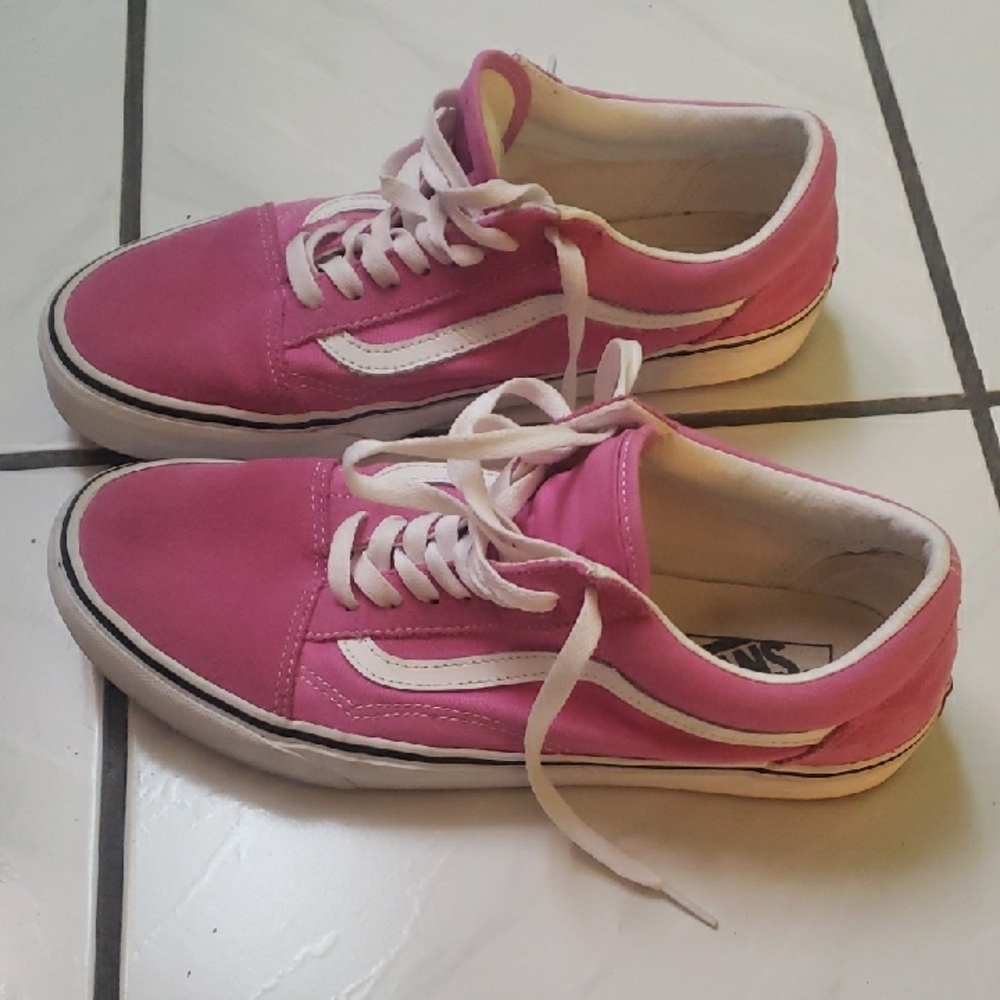 Vintage like new "Vans" Pink old skool low skate sneakers with white stripe - Picture 2 of 8